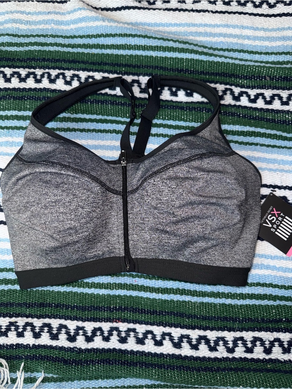 VSX Front-Zip Heather Charcoal Sports Bra
